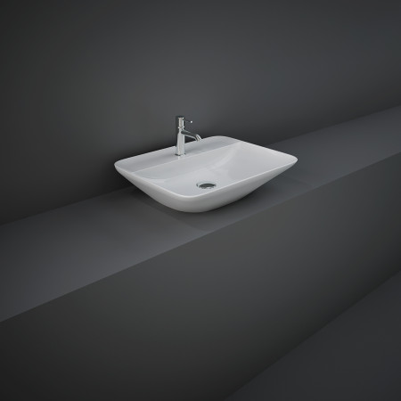 Lavabo appoggio rettangolare foro rubinetto Rak Ceramics Bianco