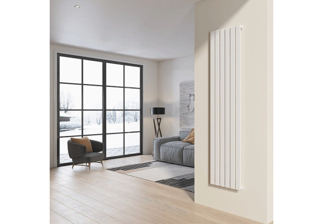 Radiatore da design a piastre 200x45 cm termoarredo verticale a tubi piatti LUCCA Bianco