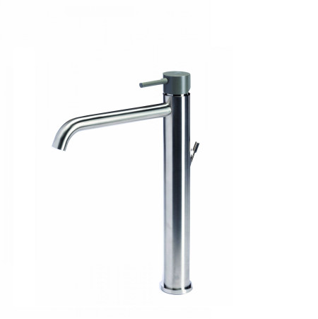 Rubinetto miscelatore alto per lavabo in acciaio inox Tubico Colorado con scarico e maniglia colorata T20020 Antracite