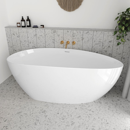 Vasca da bagno freestanding da design 170x80 cm centro stanza acrilico INES Bianco Lucido