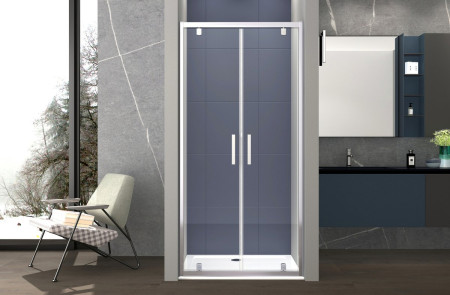 Box doccia nicchia 110 cm porta due battenti H195 cm GINA Cromato