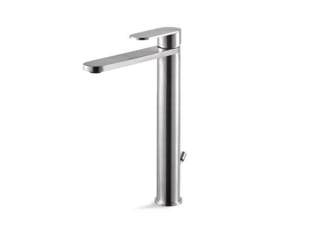 Miscelatore lavabo alto con scarico acciaio inox Vema AYAS STEEL V28020 Satinato