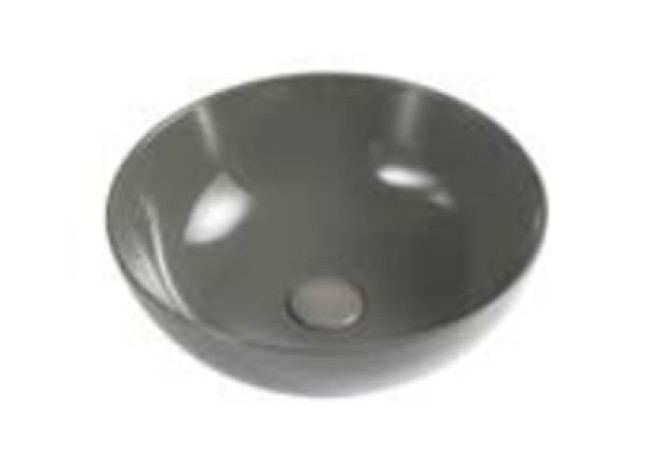 Bacinella d'appoggio ovale in ceramica grigio cemento