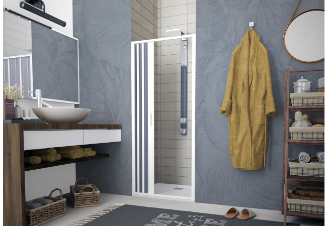 Porta Box doccia a soffietto riducibile per box doccia a nicchia in PVC IRIS