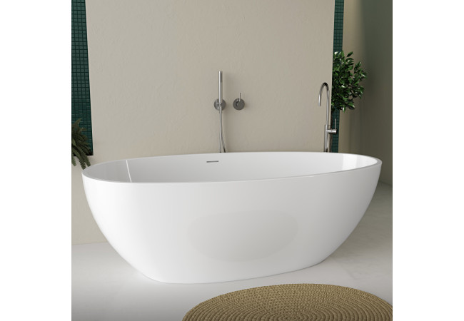 Vasca da bagno freestanding da design 180x90 cm centro stanza acrilico ITALO Bianco Lucido