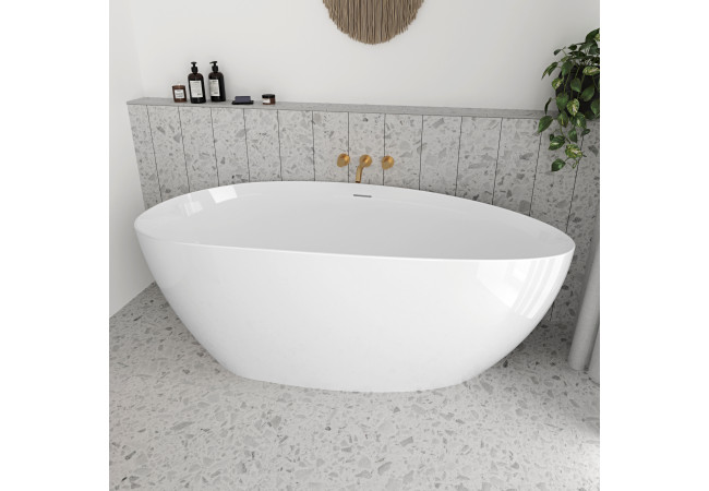 Vasca da bagno freestanding da design 170x80 cm centro stanza acrilico INES Bianco Lucido