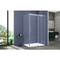 Box Doccia 2 lati 70x110 cm SENZA TELAIO H200 cm da 8mm: lato fisso + porta scorrevole FIORE Satinato