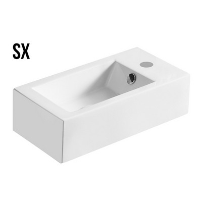 Lavabo appoggio 50x25.5 cm rettangolare piccolo modello LA47 Bianco Versione SX