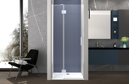 Box doccia anta singola ad UN BATTENTE per nicchia altezza 200cm cristallo anticalcare trasparente 6mm profilo CROMATO OLLY