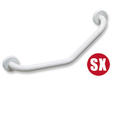 Maniglione per disabili 50x35 cm angolare a 45° in acciaio Bianco Versione SX