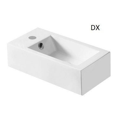 Lavabo appoggio 50x25.5 cm rettangolare piccolo modello LA47 Bianco Versione DX
