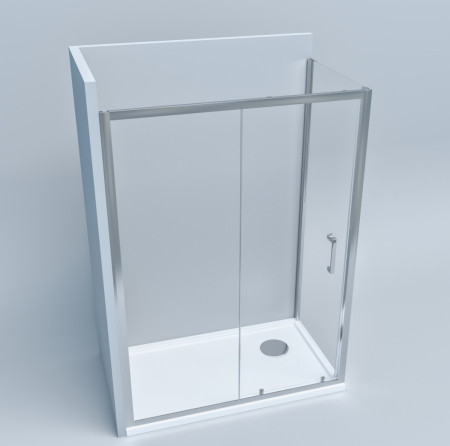 Box doccia 2 lati: fisso + porta scorrevole apertura laterale h195cm SARA