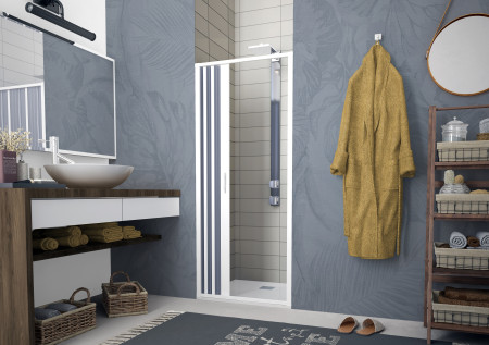 Porta Box doccia a soffietto riducibile per box doccia a nicchia in PVC IRIS