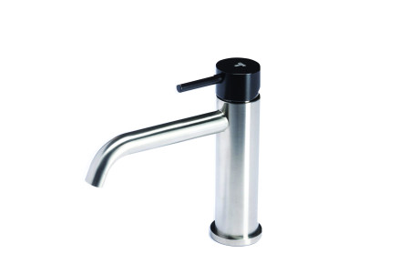 Rubinetto miscelatore per lavabo in acciaio inox Tubico Colorado senza scarico con maniglia colorata T20011 Carbone