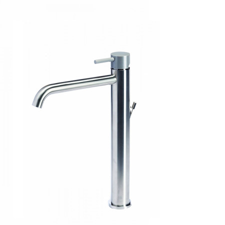 Rubinetto miscelatore alto per lavabo in acciaio inox Tubico Colorado con scarico e maniglia colorata T20020 Roccia