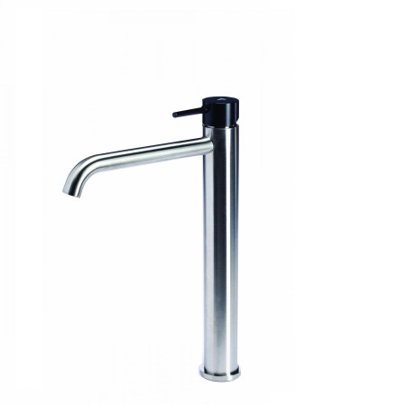 Rubinetto miscelatore alto per lavabo in acciaio inox Tubico Colorado senza scarico con maniglia colorata T20021 Carbone